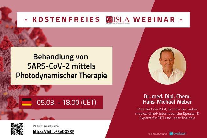 KOSTENFREIES ISLA WEBINAR: Behandlung von SARS-CoV-2 mittels Photodynamischer Therapie (Webinar | Online)