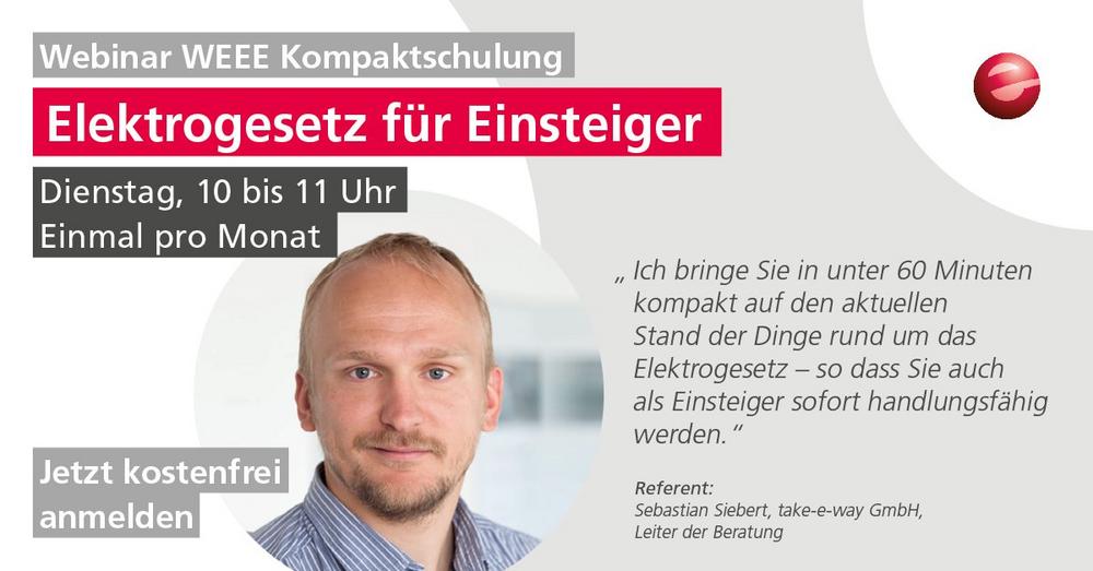 WEEE Kompaktschulung: Elektronikgerätegesetz für Einsteiger / Mit Update zur Abfallrahmenrichtlinie (Webinar | Online)