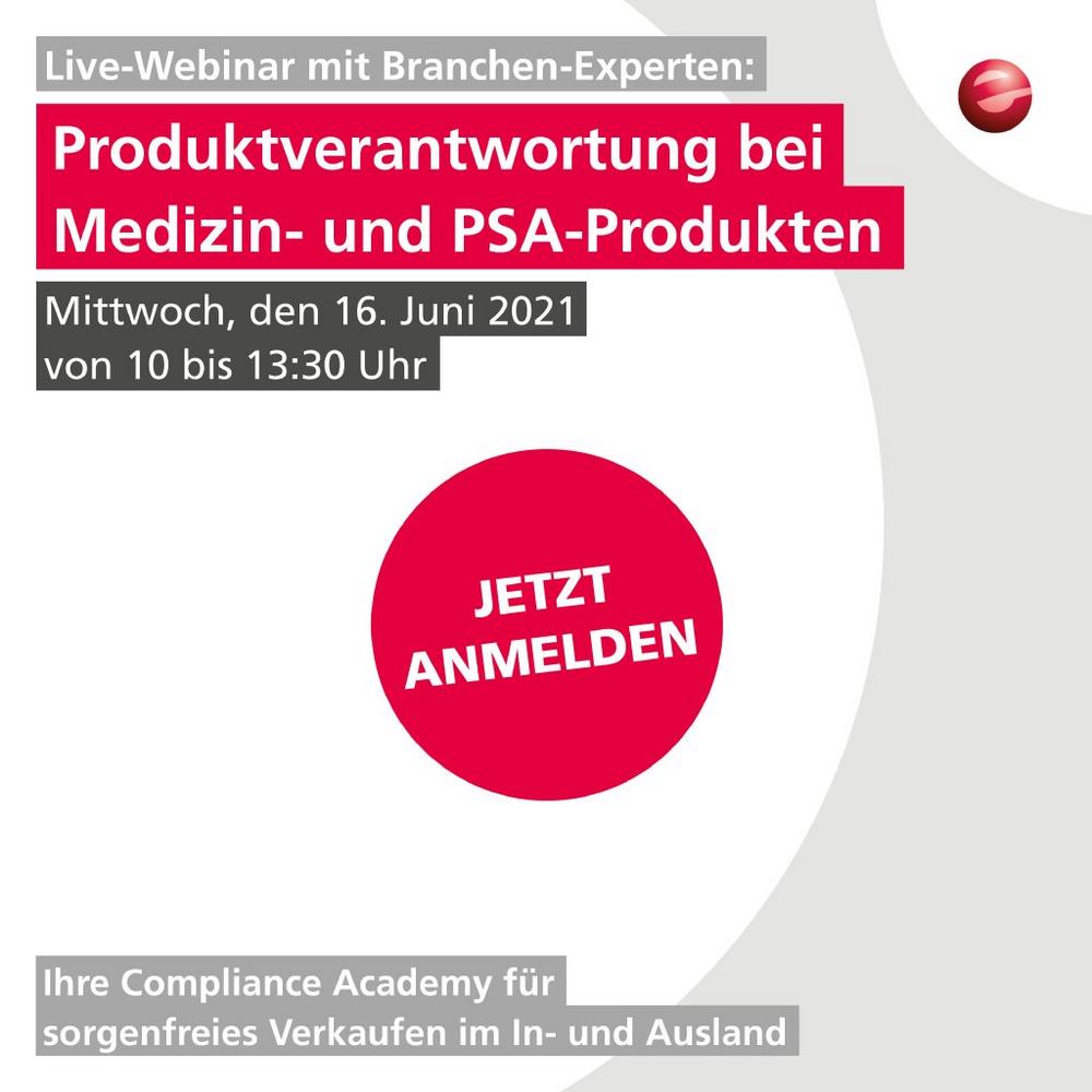 Produktverantwortung bei Medizin & PSA Produkten (Expertenrunde) (Webinar | Online)
