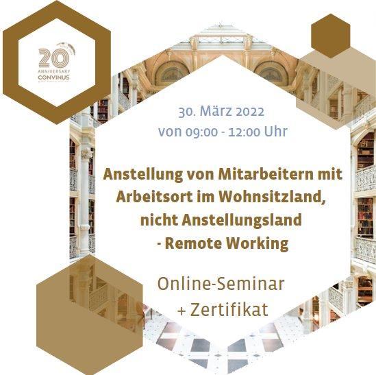 Anstellung von Mitarbeitern mit Arbeitsort im Wohnsitzland,  nicht Anstellungsland – Remote Working (Seminar | Online)