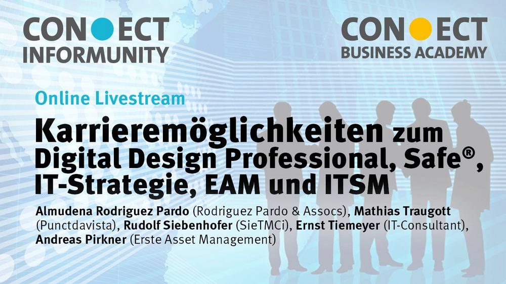 Karrieremöglichkeiten zum Digital Design Professional, Safe®, IT-Strategie, EAM und ITSM (Webinar | Online)