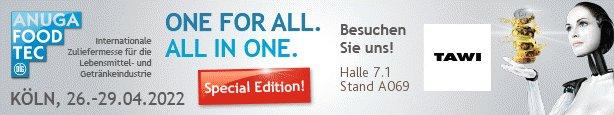 TAWI zeigt Hebelösungen für die Getränke- und Lebensmittelindustrie auf der Anuga FoodTec (Messe | Köln)