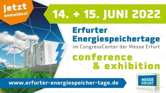 Erfurter Energiespeichertage – Kongress & Ausstellung Messe Erfurt 14.-15.06.2022 (Kongress | Erfurt)