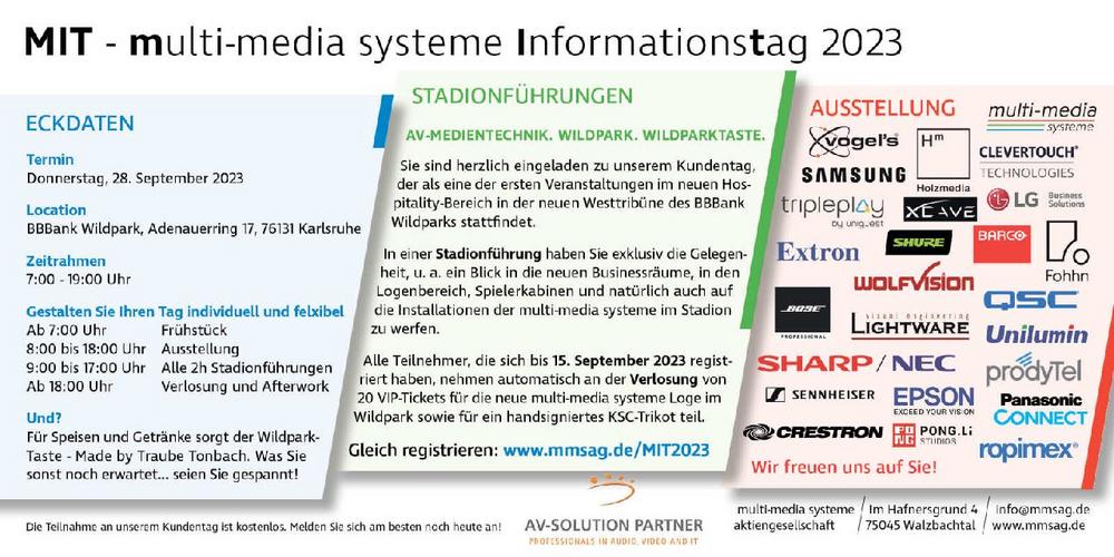 SAVE-THE-DATE: „MIT 2023 – multi-media systeme Informationstag” im BBBank Wildpark (Ausstellung | Karlsruhe)