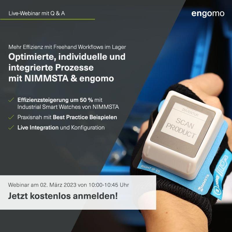 Best Practice Lagerprozesse mit NIMMSTA & engomo und bis zu 50% mehr Effizienz (Webinar | Online)