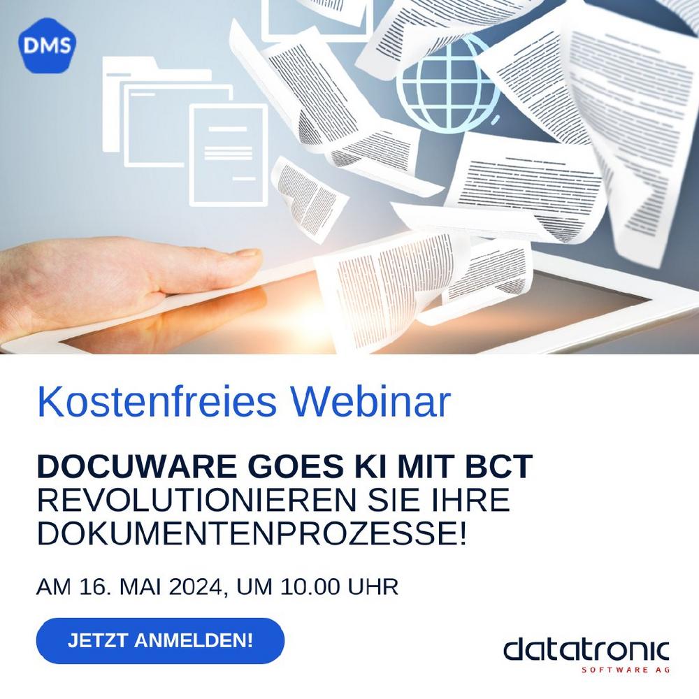 DocuWare goes KI mit BCT – Revolutionieren Sie Ihre Dokumentenprozesse! (Webinar | Online)
