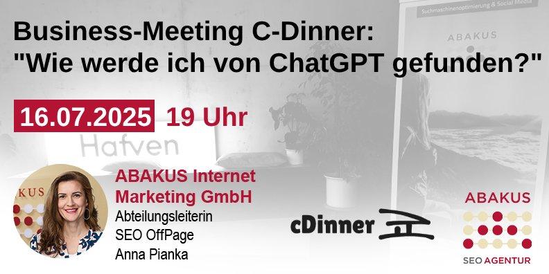 „Wie werde ich von ChatGPT gefunden?“ Impulsvortrag beim C-Dinner im Hafven am 16.07.2025 (Vortrag | Hannover)