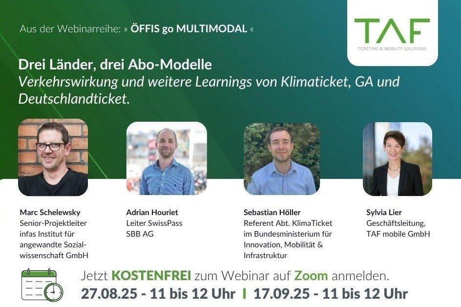 Wie erfolgreich sind nationale Öffi-Abos? – Erkenntnisse zur verkehrlichen Wirkung und Akzeptanz (Webinar | Online)