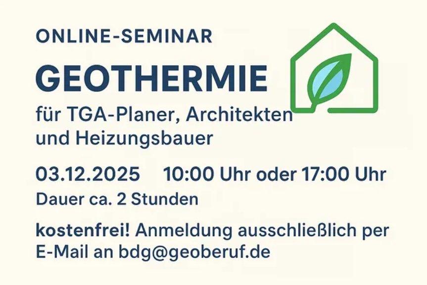 Kostenfreies Webinar: Effiziente Nutzung von Geothermie in der TGA-Planung (Webinar | Online)