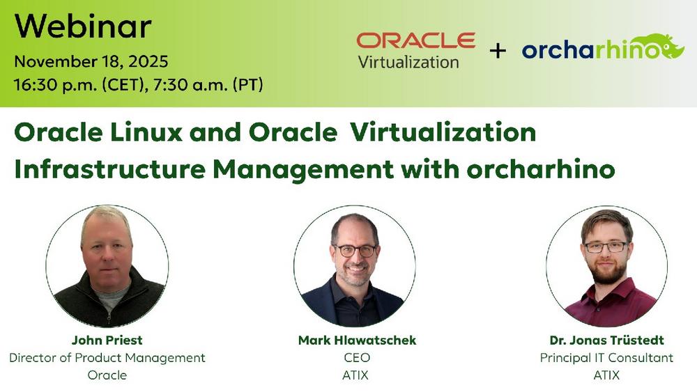 Oracle Linux and Oracle Virtualization Infrastructure Management with orcharhino (Webinar | Online)