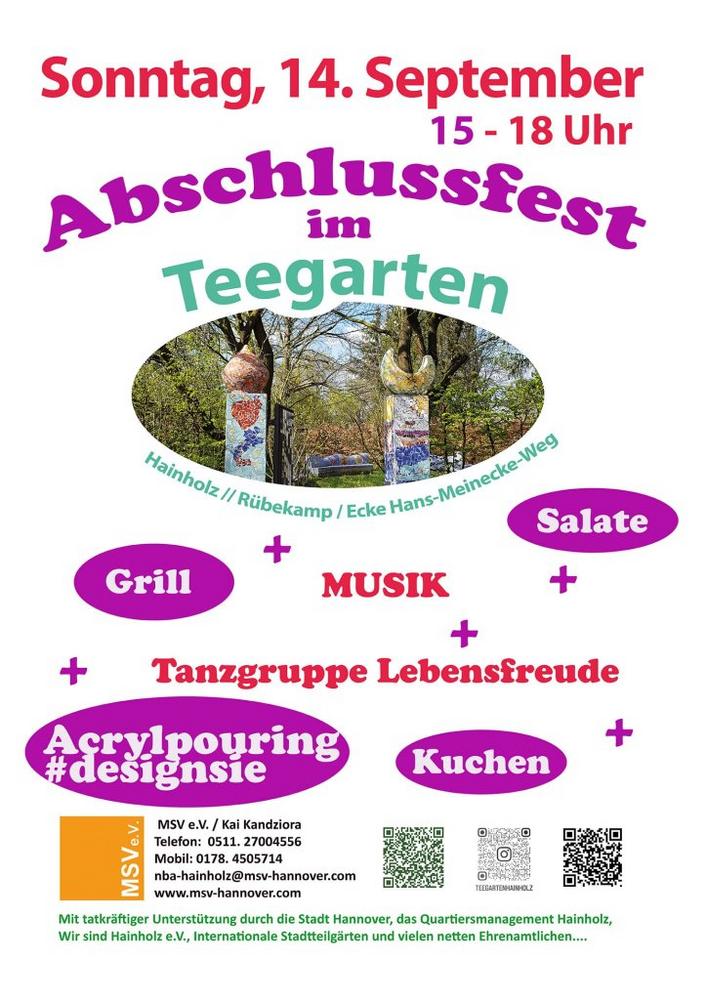 Abschlussfest im Teegarten Hainholz mit Acrylic Pouring am 14. September 2025 (Unterhaltung / Freizeit | Hannover)