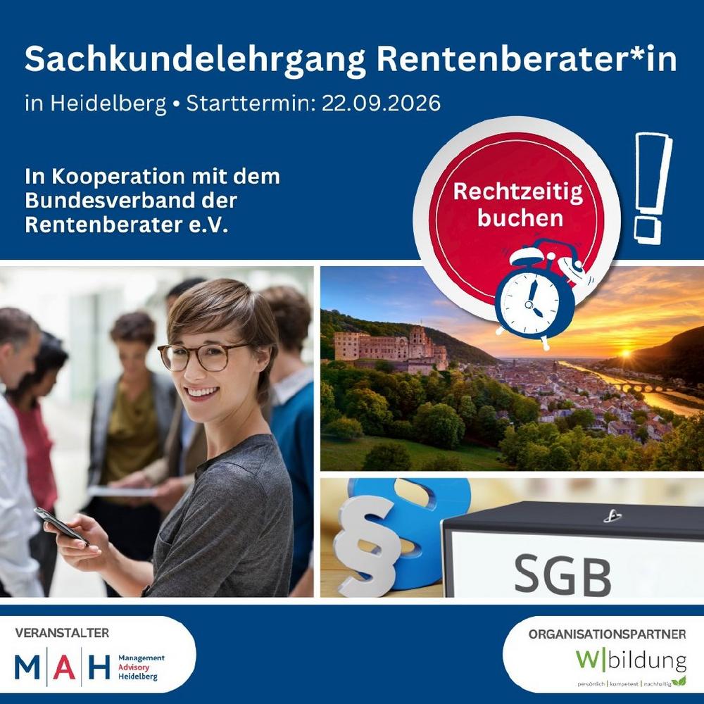 Sachkundelehrgang Rentenberater*in – Heidelberg 2026/2027 (Schulung | Heidelberg)