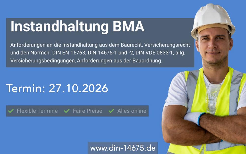 Begehung nach DIN VDE 0833-1 für Instandhalter (Schulung | Online)