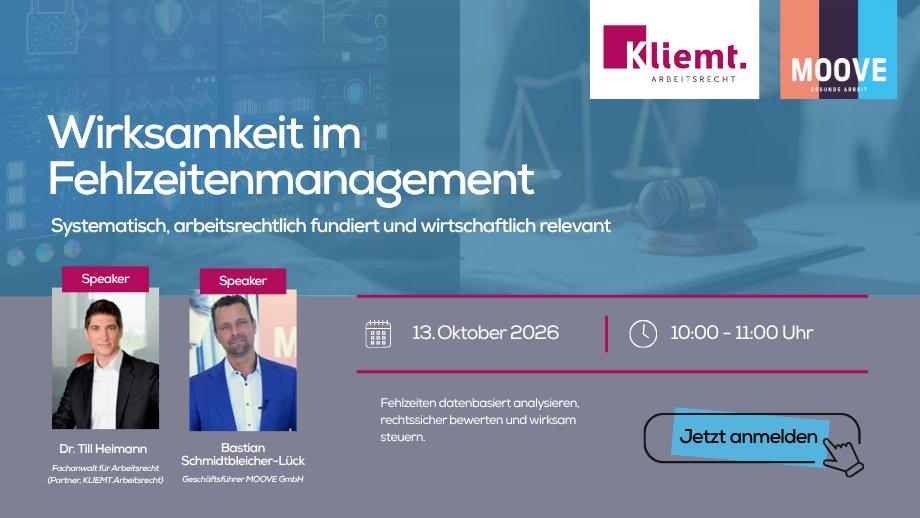 Wirksamkeit im Fehlzeitenmanagement (Webinar | Online)