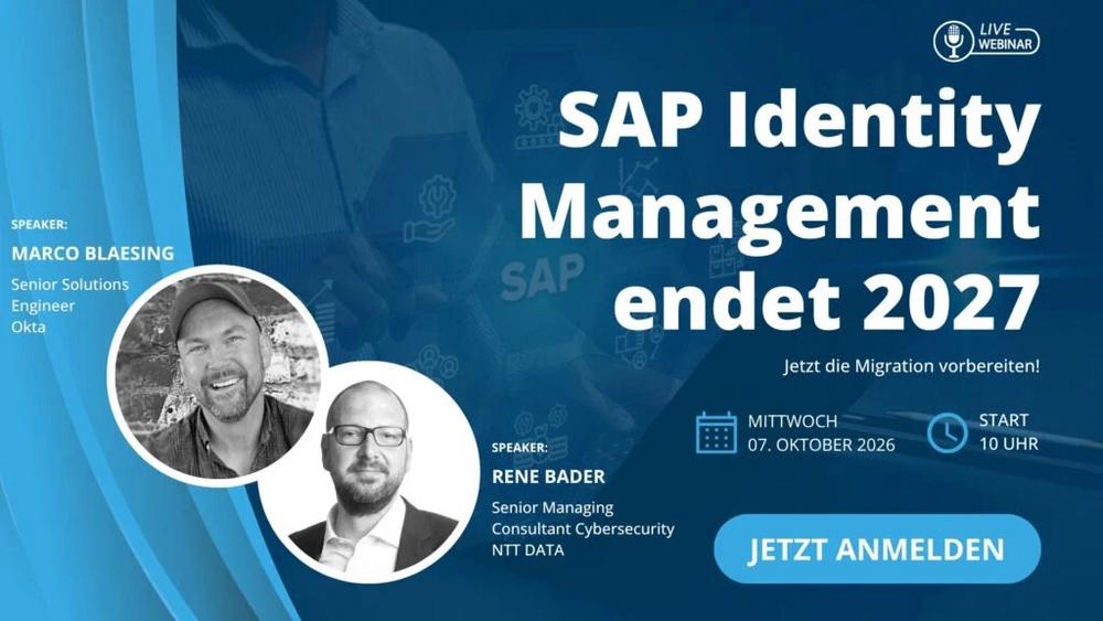 SAP Identity Management endet 2027: Jetzt die Migration vorbereiten (Webinar | Online)