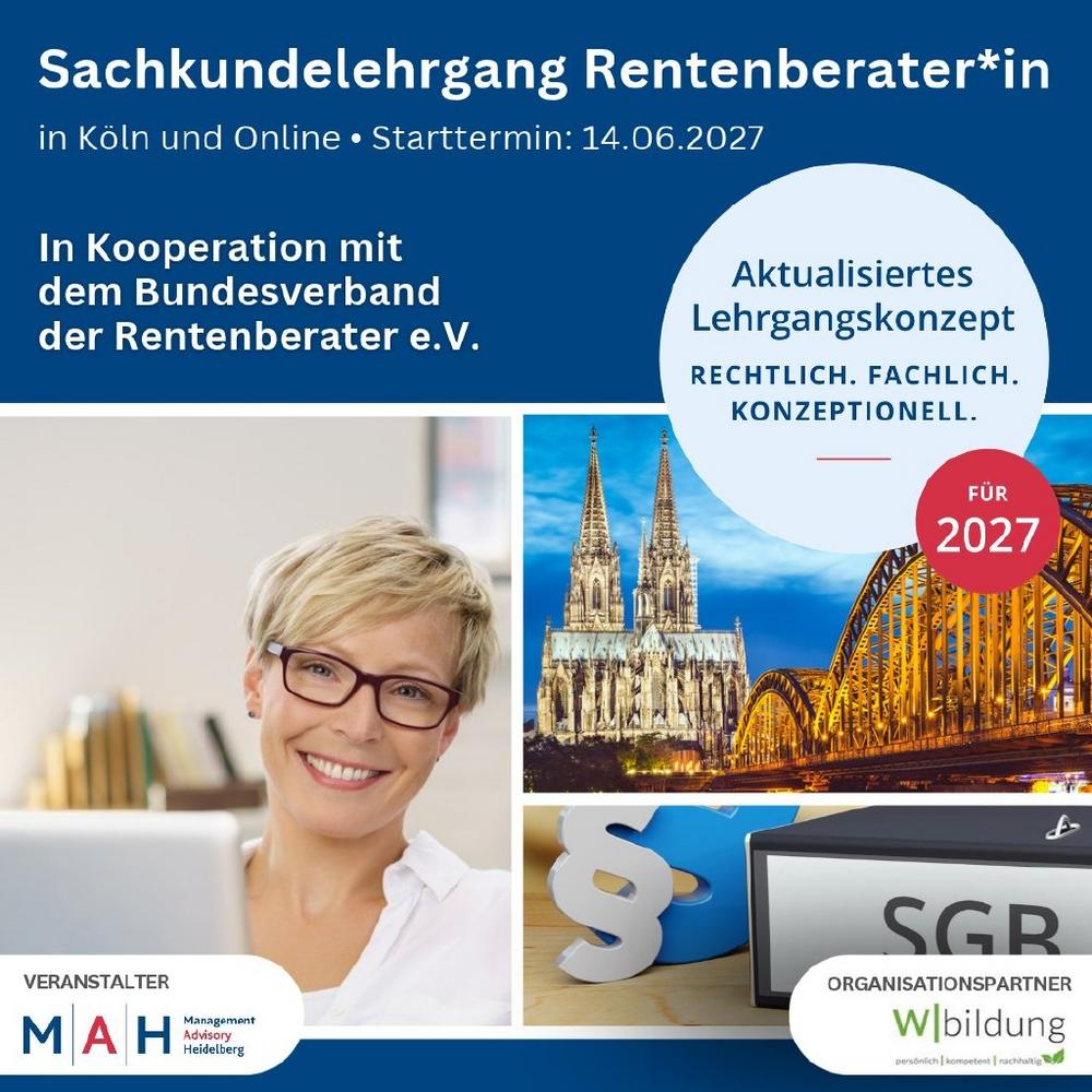 Sachkundelehrgang Rentenberater*in – Köln & Online 2027/2028 (Seminar | Köln)