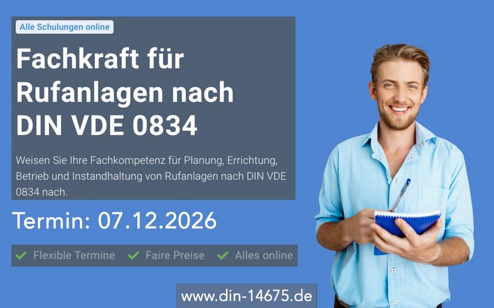 Fachkraft für Rufanlagen nach DIN VDE 0834 (Schulung | Online)